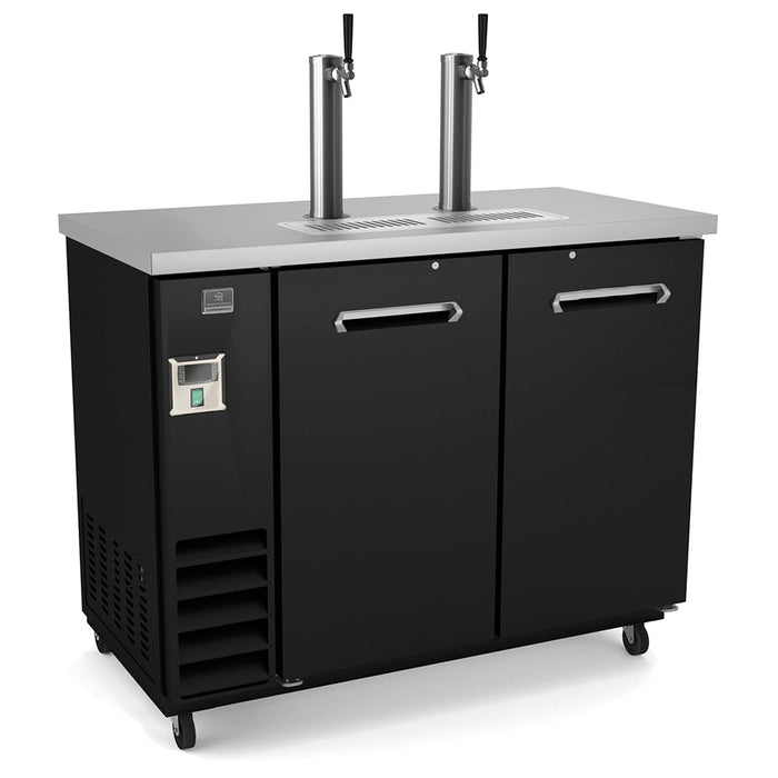 Kelvinator KCHBBD2D2T 49" Draft Beer System – 2 Kegs, 2 Columns, Black - Industry Kitchen Supply