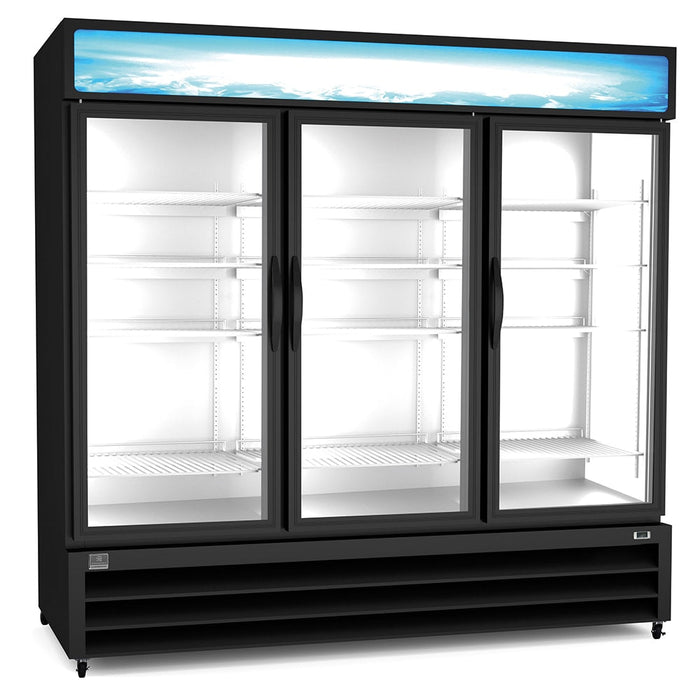 Kelvinator Commercial KCHGM72R 81" Three-Section Glass Door Merchandiser - Industry Kitchen Supply