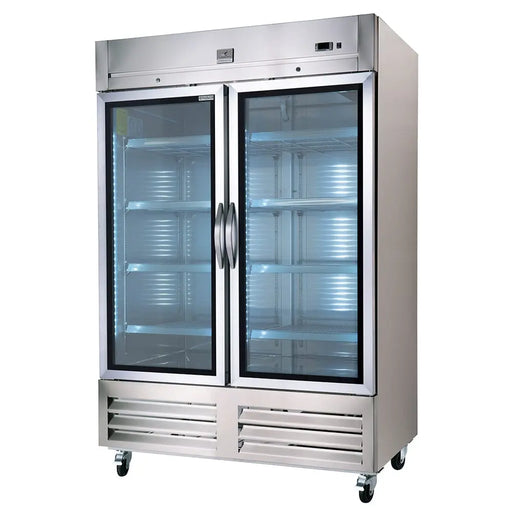 Kelvinator 54" Two-Section Reach-In Refrigerator – Glass Doors, 49 cu.ft. - Industry Kitchen Supply