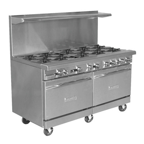 Royal RR-10 Gas Range – 60" 10-Burner with Dual Ovens, 370,000 BTU - Industry Kitchen Supply