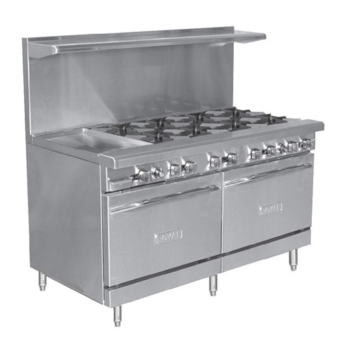 Royal RR-4G36 Gas Range – 60" 4-Burner with 36" Griddle and Dual Ovens, 250,000 BTU - Industry Kitchen Supply