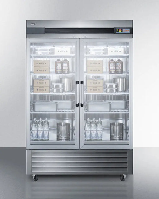 Summit SCR49SSG Commercial Glass Door Refrigerator – 49 cu.ft., Stainless Steel - Industry Kitchen Supply