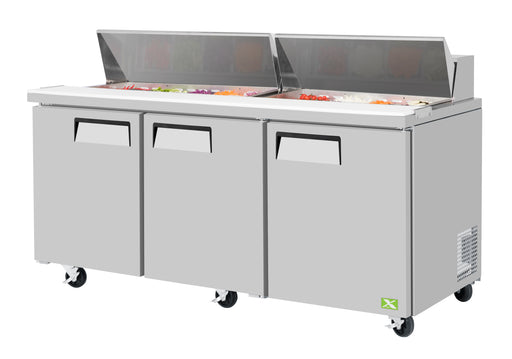 RefrigerationX | 3-Door Salad/Sandwich Prep Table – 72" Wide Refrigeration X