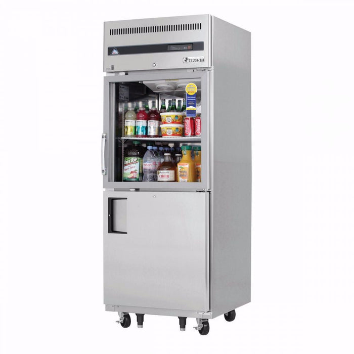 Everest EGSH2 29-1/4" One-Section Glass/Solid Half Door Upright Reach-In Refrigerator, 23 cu.ft.