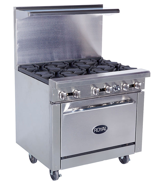 Royal RR-6 Gas Range – 36" 6-Burner with Standard Oven, 215,000 BTU - Industry Kitchen Supply